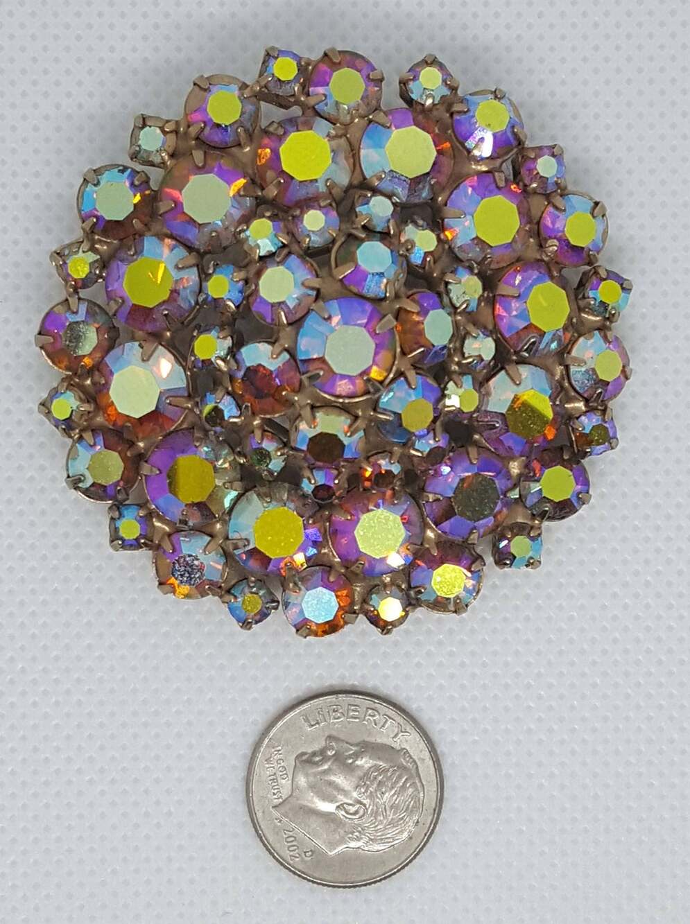 Vintage Rainbow Aurora Rhinestone Brooch